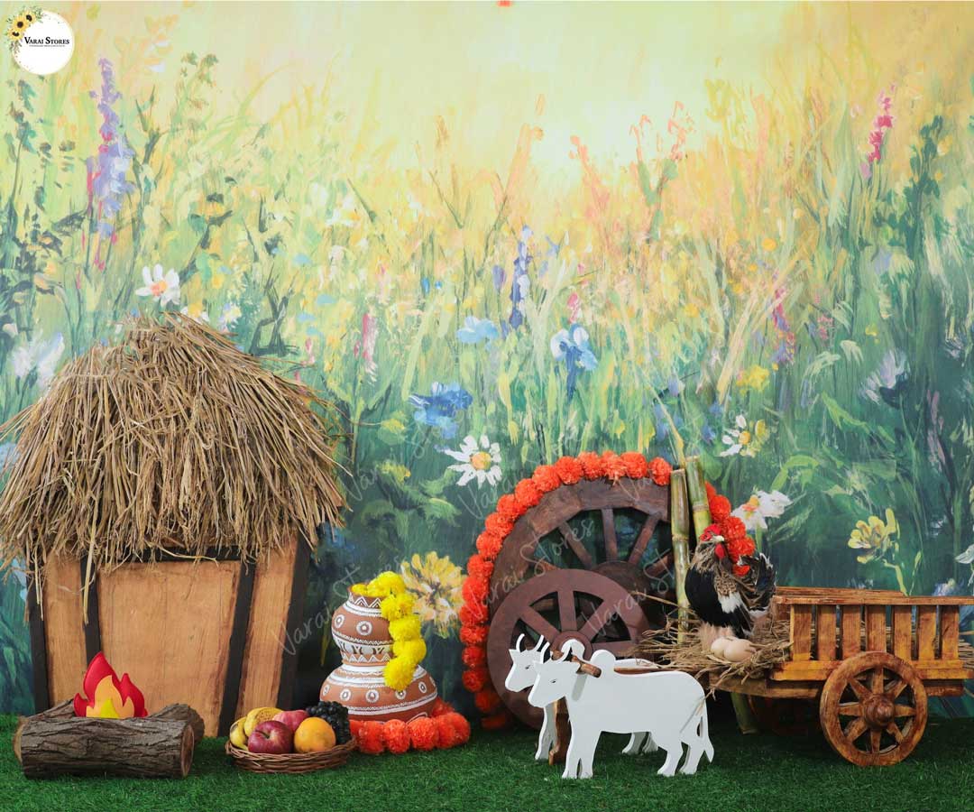 Pongal (Type 1) - Printed Baby Backdrop - FABRIC (PRE ORDER)