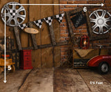 Vintage Garage - Printed Baby Backdrop - Fabric (Pre Order)