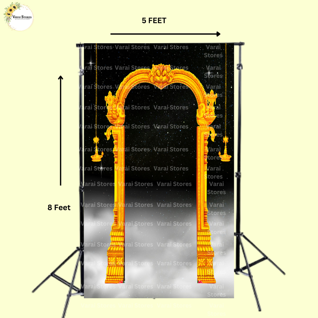 Prabhavali  -  Fabric (8x5) Feet With Pole Pocket