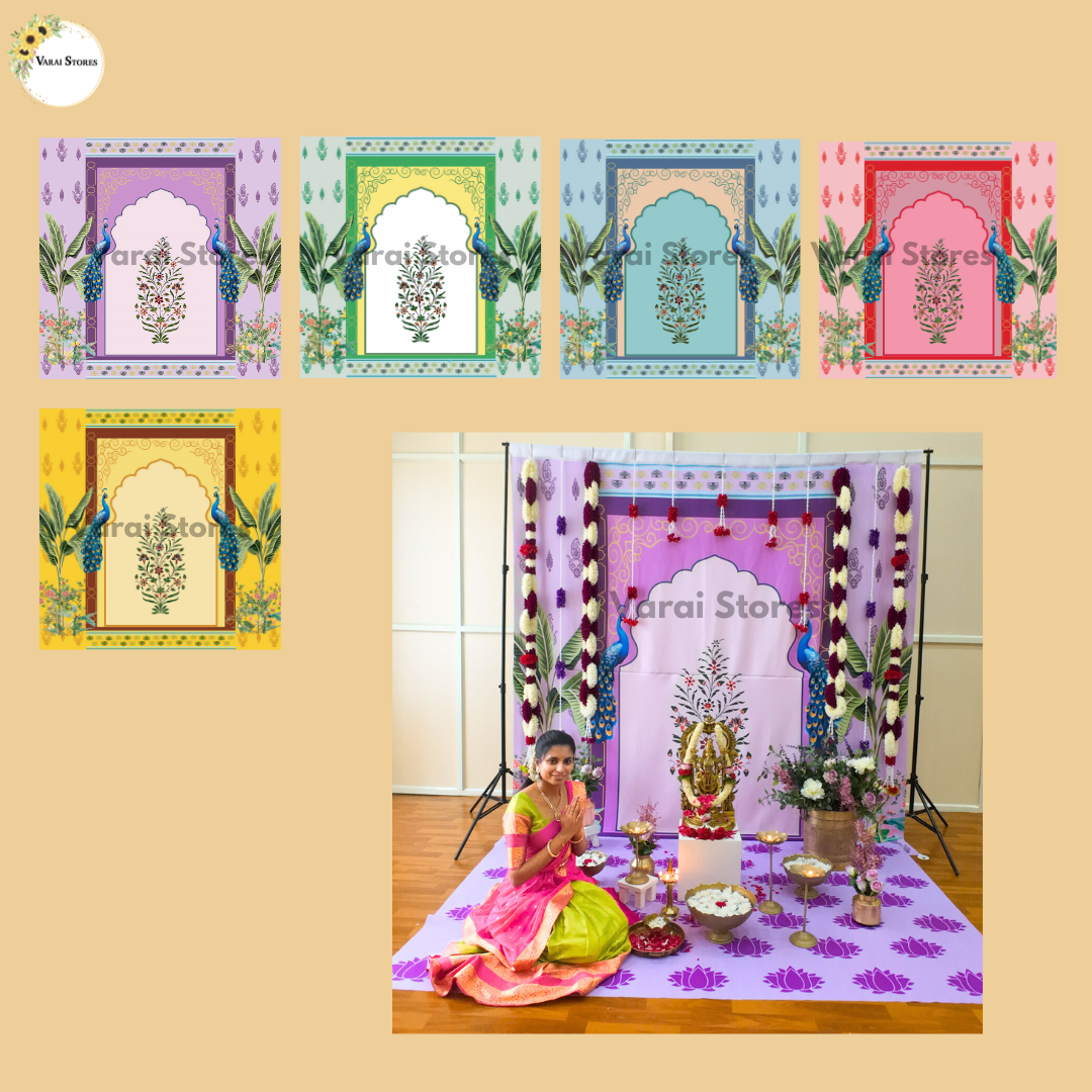 Kalpavriksha Tree With Peacock - Fabric With Pole Pocket