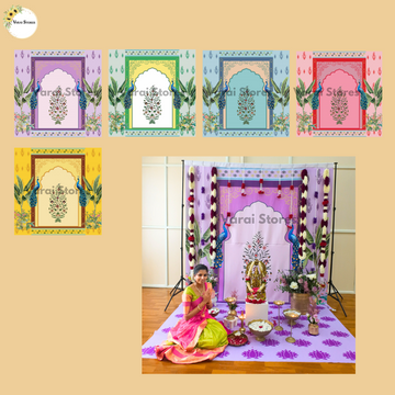 Kalpavriksha Tree With Peacock - Fabric With Pole Pocket