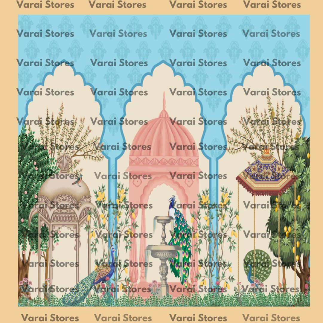 Mughul Peacock Garden  -  Fabric With Pole Pocket