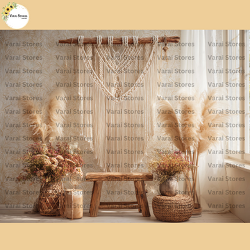 Boho Macrame Wall - Baby Printed Backdrops - PREMIUM FABRIC