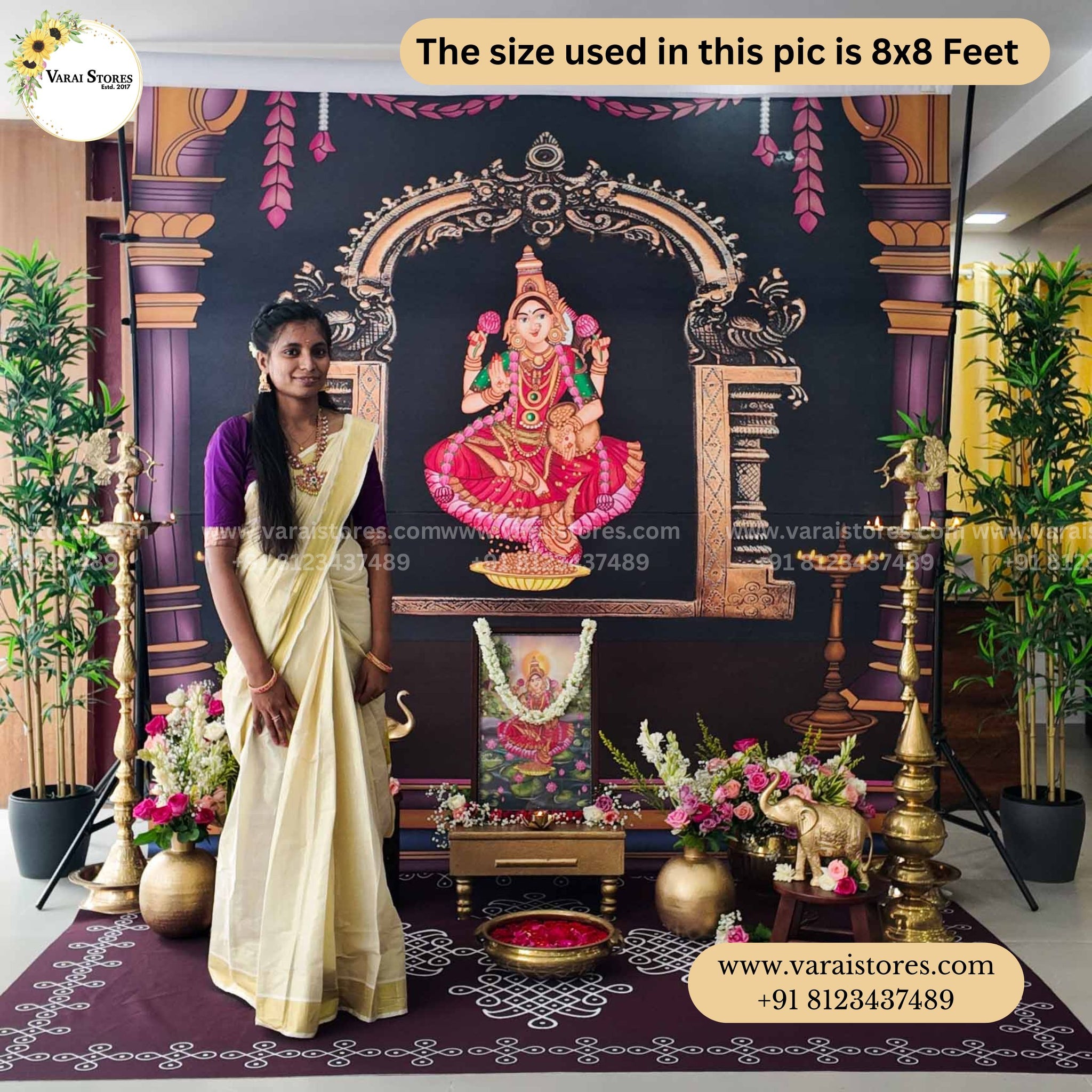 Divine Mahalakshmi - Fabric With Pole Pocket