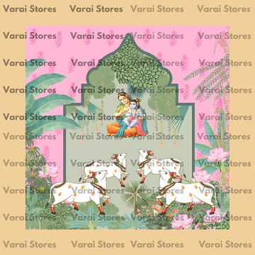 Pichwai Decor Annaprasana - Fabric (8x8) Feet With Pole Pocket