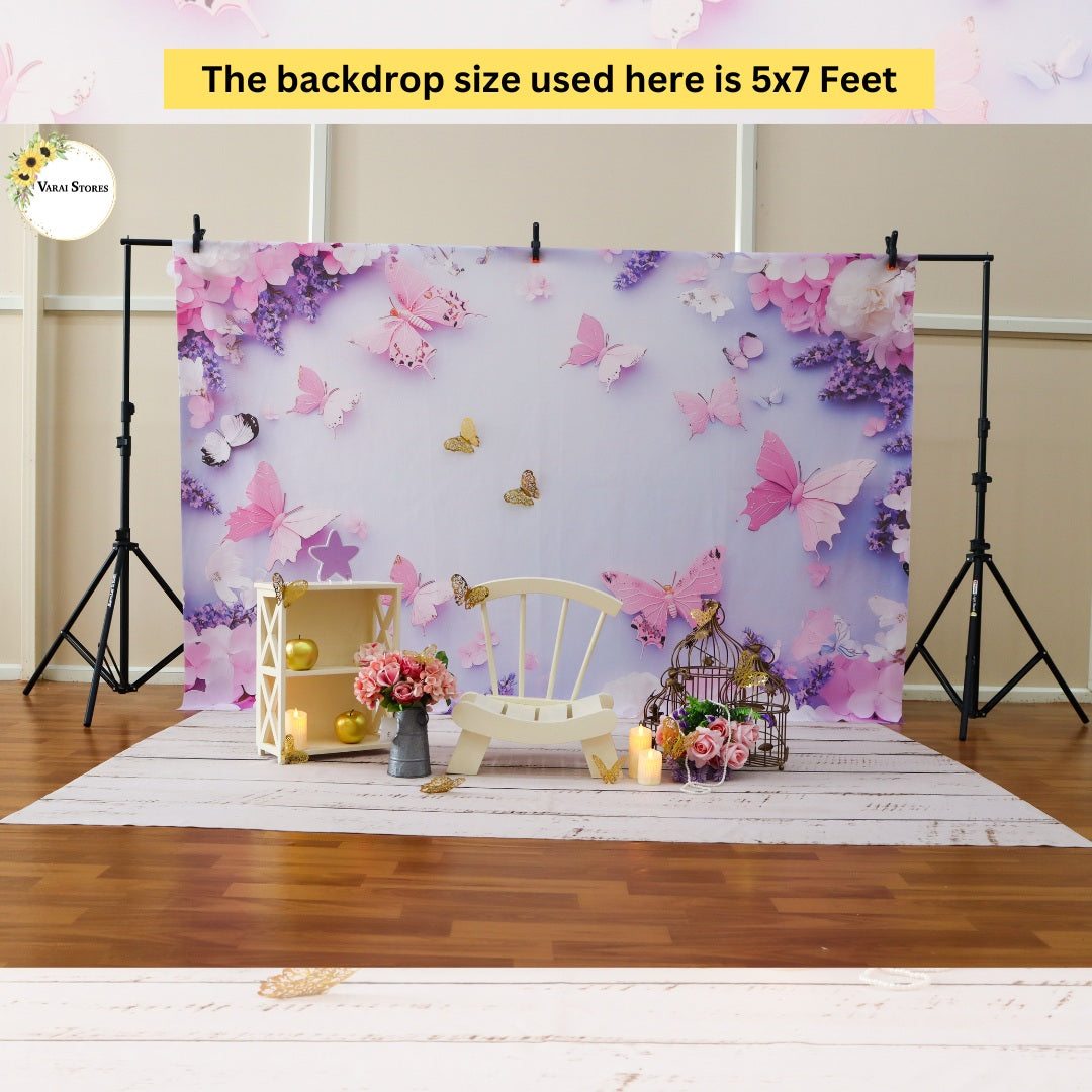 Purple  Butterfly - Baby Printed Backdrops - PREMIUM FABRIC