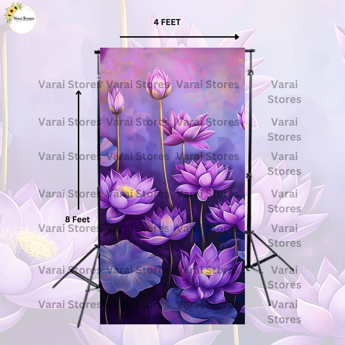 Purple Lotus - Fabric (8x4) Feet With Pole Pocket