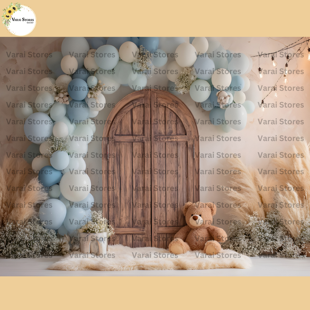 Pastel Door Teddy -  Baby Printed Backdrops - PREMIUM FABRIC