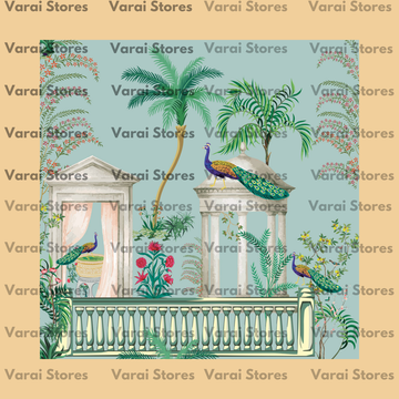 Arch Palace: Blue - Fabric (8x8) Feet  With Pole Pocket