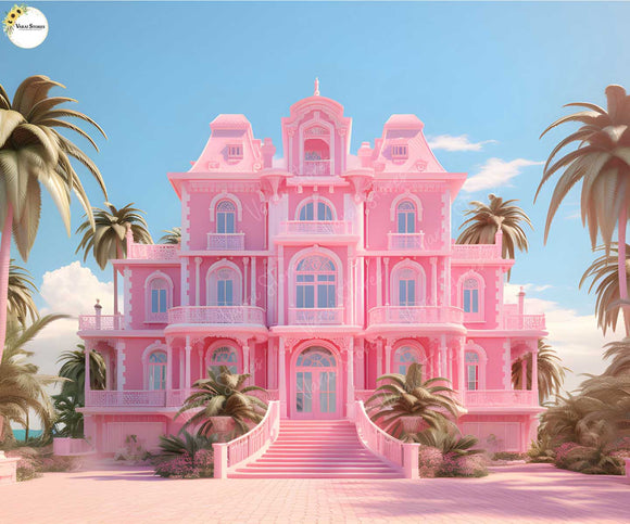 Barbie House - Printed Baby Backdrop - FABRIC (PRE ORDER)