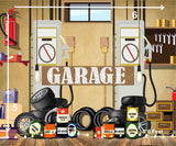 Garage (Type 1) - Printed Baby Backdrop - FABRIC (PRE ORDER)