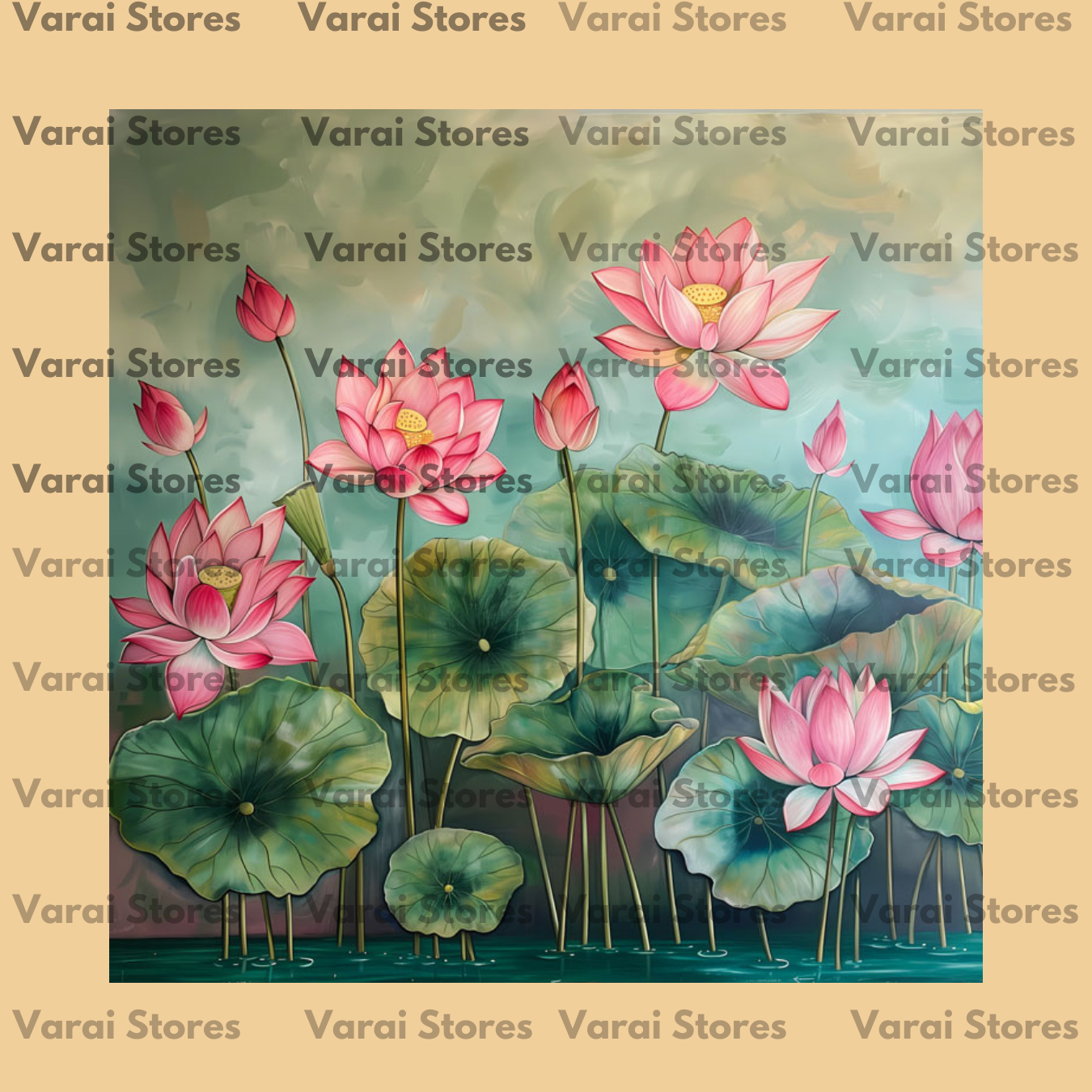 Lotus Pond: Teal - Fabric (10x10) Feet With Pole Pocket