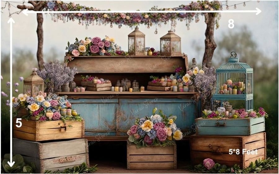 Flower Party- Fabric (5x8) Feet