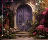 Rustic Purple Doorway - Printed Baby Backdrop - FABRIC (PRE ORDER)