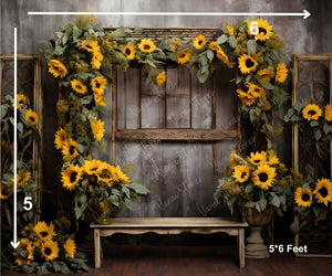 Sunflower Stand - Printed Baby Backdrop - FABRIC (PRE ORDER)