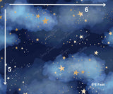Blue Sky and Golden Stars - Printed Baby Backdrop - FABRIC (PRE ORDER)