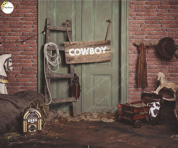 Cow Boy (Type 1) - Printed Baby Backdrop - Fabric (Pre Order)