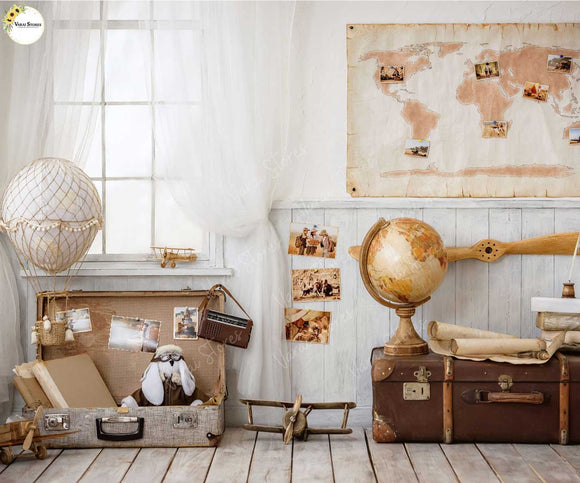 Bon Voyage - Printed Baby Backdrop - FABRIC (PRE ORDER)