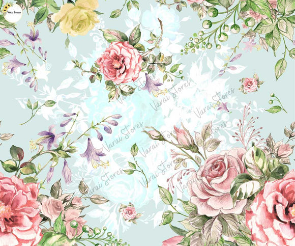 Blue Floral - Printed Baby Backdrop - FABRIC (PRE ORDER)