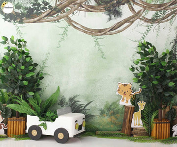 Jungle Jeep - Printed Baby Backdrop - FABRIC ( PRE ORDER )