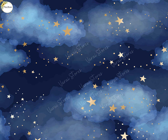 Blue Sky and Golden Stars - Printed Baby Backdrop - FABRIC (PRE ORDER)