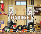 Garage (Type 1) - Printed Baby Backdrop - FABRIC (PRE ORDER)