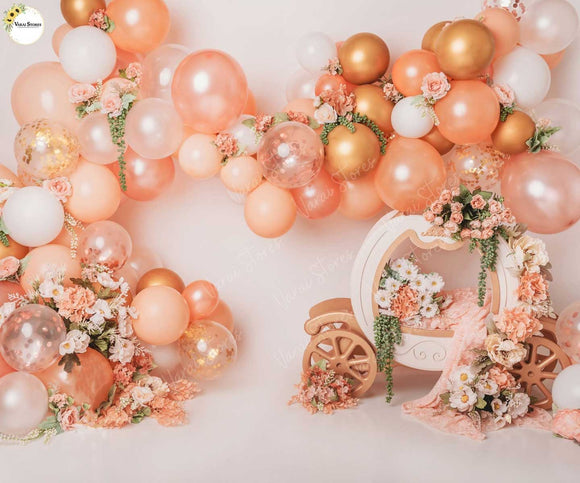 Peach Princess - Printed Baby Backdrop - FABRIC (PRE ORDER)