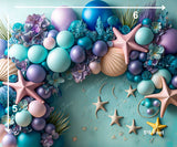 Mermaid Pearl - Printed Baby Backdrop - FABRIC (PRE ORDER)