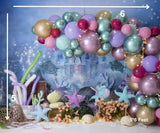 Mermaid Balloons - Printed Baby Backdrop - FABRIC (PRE ORDER)
