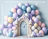 Balloon Castle - Printed Baby Backdrop - FABRIC (PRE ORDER)