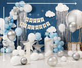 Blue Balloons and Clouds -  Printed Baby Backdrop - FABRIC (PRE ORDER)