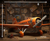 Orange Plane - Printed Baby Backdrop - FABRIC (PRE ORDER)