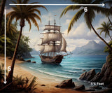 Pirate Sea Shore - Printed Baby Backdrop - FABRIC (PRE ORDER)