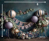 Balloon Bunting - Printed Baby Backdrop - FABRIC (PRE ORDER)