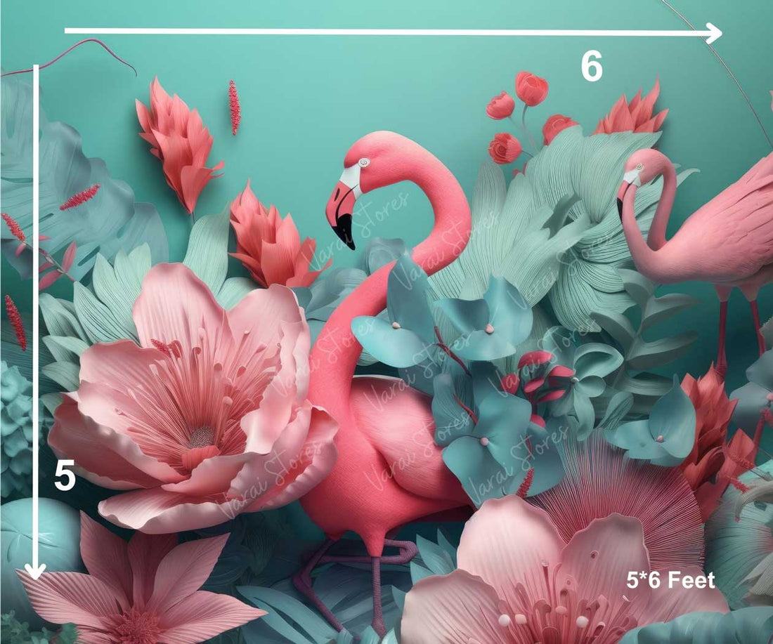 Floral Flimingo - Printed Baby Backdrop - FABRIC (PRE ORDER)
