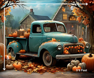 Pumpkin Truck - Printed Baby Backdrop - FABRIC (PRE ORDER)