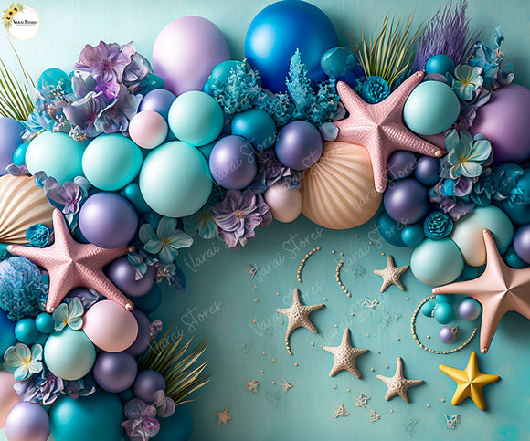 Mermaid Pearl - Printed Baby Backdrop - FABRIC (PRE ORDER)