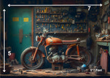 Bike Garage - Printed Baby Backdrops - Fabric(Pre Order)