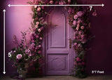 Purple Door And Roses - Printed Baby Backdrop - FABRIC (PRE ORDER)