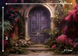 Rustic Purple Doorway - Printed Baby Backdrop - FABRIC (PRE ORDER)
