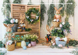 Bunny White Garden - Printed Baby Backdrop - FABRIC (PRE ORDER)