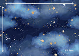 Blue Sky and Golden Stars - Printed Baby Backdrop - FABRIC (PRE ORDER)