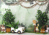 Jungle Jeep - Printed Baby Backdrop - FABRIC ( PRE ORDER )