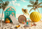 Fun Beach - PRINTED BABY BACKDROP - FABRIC (PRE ORDER)