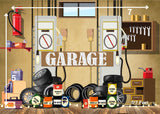 Garage (Type 1) - Printed Baby Backdrop - FABRIC (PRE ORDER)