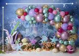 Mermaid Balloons - Printed Baby Backdrop - FABRIC (PRE ORDER)
