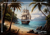 Pirate Sea Shore - Printed Baby Backdrop - FABRIC (PRE ORDER)
