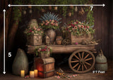 Floral Cart - Printed Baby Backdrop - FABRIC (PRE ORDER)