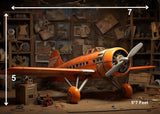 Orange Plane - Printed Baby Backdrop - FABRIC (PRE ORDER)