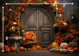 Pumpkin Doorway - Printed Baby Backdrop - FABRIC (PRE ORDER)